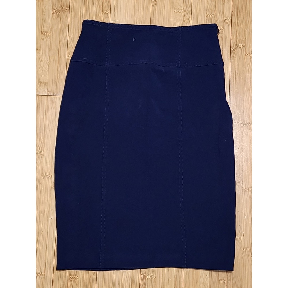 Ralph Lauren Black Label Womens Side Zip Knee Length Pencil Skirt Blue Wool 4